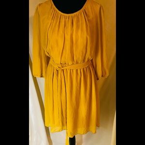 Enfocus Petite mustard midi dress with belt